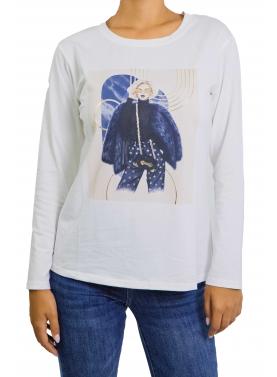 t shirt con stampa manica lunga 